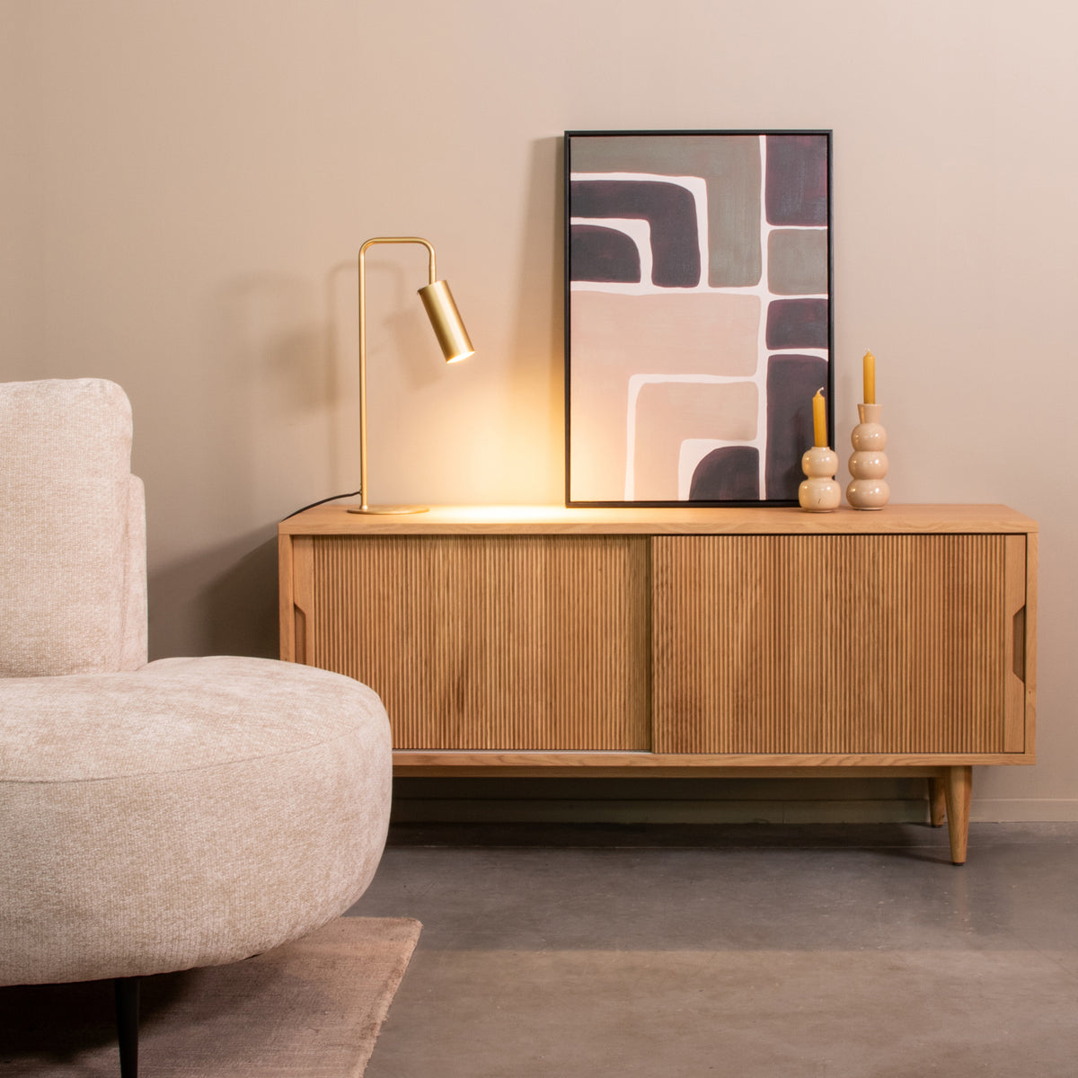 LABEL51 Tv-meubel Jule – Robuuste Eikenhouten Look – 130 cm